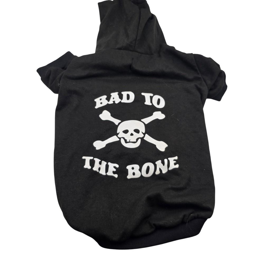 Expawlorer Dog Hoodie Black Bad To The Bone Skull Crossbones Pet Sweatshirt L3